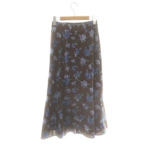GRACE CONTINENTAL 24SS フラワー刺繍フレアスカート マキシ ロング 36 茶 ブラウン 0124121022 /AT