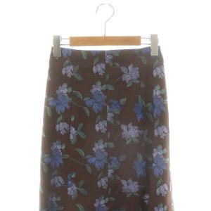 GRACE CONTINENTAL 24SS フラワー刺繍フレアスカート マキシ ロング 36 茶 ブラウン 0124121022 /AT