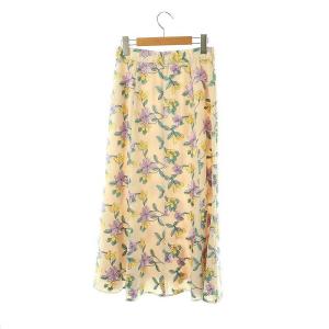 GRACE CONTINENTAL 24SS フラワー刺繍フレアスカート ロング 36 ライトベージュ マルチカラー /DO OS