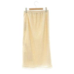 GRACE CONTINENTAL 24AW メッシュスパンコールタイトスカート ミモレ ロング 36 ベージュ 0124321024 /AT