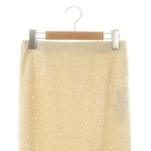 GRACE CONTINENTAL 24AW メッシュスパンコールタイトスカート ミモレ ロング 36 ベージュ 0124321024 /AT