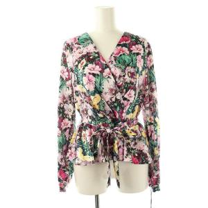 24SS グラデフラワープリントトップブラウス 長袖 カシュクール 36 マルチカラー /DO OS