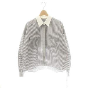 24SS バックコンシャスシャツ 長袖 ストライプ 36 白 ホワイト 紺 ネイビー 0224141231