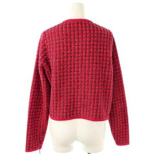 Diagram GRACE CONTINENTAL 24AW ツイードニットジャケット ノーカラー ラメ 36 レッド ブラック /DO OS
