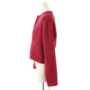 Diagram GRACE CONTINENTAL 24AW ツイードニットジャケット ノーカラー ラメ 36 レッド ブラック /DO OS