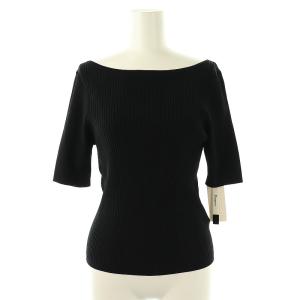 24AW リブカシュクールニットトップ カットソー 半袖 36 黒 ブラック 0324343025 /AT
