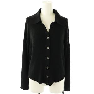 24SS スラブリブシャツニットトップ カットソー 36 ブラック /DO OS