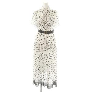 24AW ハートレオパードワンピース ベルト付き インナー付き 36 オフホワイト 黒 /MI OS