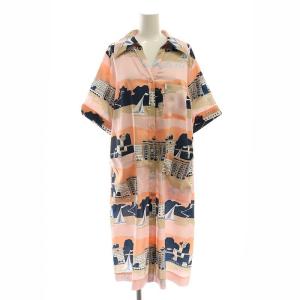 24SS マリンプリントシャツドレス シャツワンピース ひざ丈 38 ピンク /DF OS