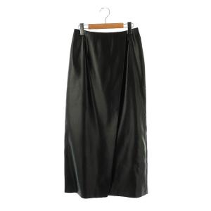 24AW コーティングラップスカート ロング 36 ブラック /DO OS