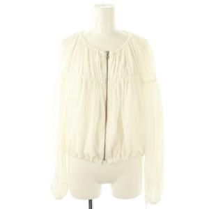 24SS ギャザータフタシャツ クロップド丈 ナイロン 36 白 /MI OS