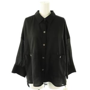24AW コクーンシルエットシャツ シアー 36 ブラック /DO OS