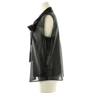 GRACE CONTINENTAL 24AW チンツボウタイノースリーブブラウス シアー 前開き 36 ブラック /DO OS