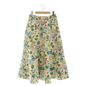 24SS フラワージャガードフレアスカート ロング 36 イエロー /DF OS