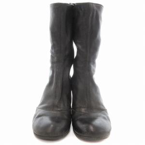 MARC JACOBS ショートブーツ サイドジップ ヒール レザー 37 黒 ブラック /JS SH