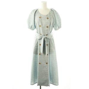 ツイードワンピース ロング 五分袖 F ライトブルー /DO OS