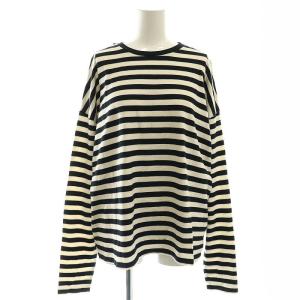 24AW ボーダーテンジク クルーネックBIGプルオーバー カットソー 長袖 F 黒 ブラック 白 ホワイト