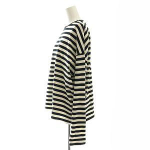 JOURNAL STANDARD LUXE 24AW ボーダーテンジク クルーネックBIGプルオーバー カットソー 長袖 F 黒 ブラック 白 ホワイト