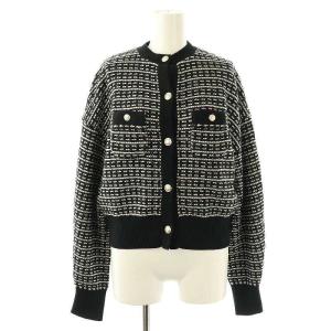 MILA OWEN MILAOWEN 24AW セットアップ 金釦クルーネックニットカーディガン ニットイージーパンツ 0 ブラック オフホワイト