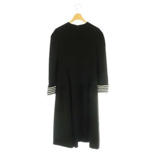 BORDERS at BALCONY BORDER CUFF TWILL DRESS 36 ブラック