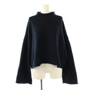 23AW Short Knit ニット セーター ウール カシミヤ混 紺 /MI OS