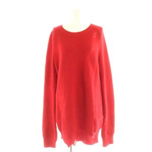 DISTRES CREW ウールカシミヤ ニットプルオーバー S レッド