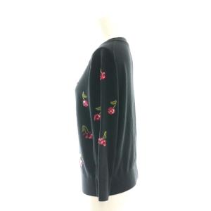 kate spade new york チェリースパンコール ニットカーディガン クルーネック 長袖 M 黒 ブラック /AT OS