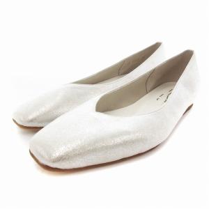 フラットパンプス グリッター レザー 23.5cm シルバーカラー /JS
