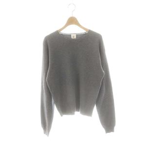 コットンウール クルーネック ニット セーター 長袖 グレー /HK OS