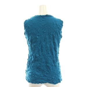 me ISSEY MIYAKE シワ加工 ノースリーブカットソー クルーネック 青 ブルー /AT OS