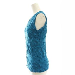 me ISSEY MIYAKE シワ加工 ノースリーブカットソー クルーネック 青 ブルー /AT OS