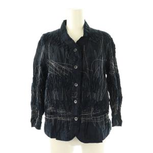ISSEY MIYAKE ハート HaaT ステッチ 七分袖 シャツ セットアップ スカート 2 ネイビー /SS OS