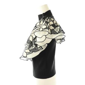 SNIDEL 23AW デザインスリーブニットプルオーバー カットソー 半袖 F ブラック オフホワイト /DO OS