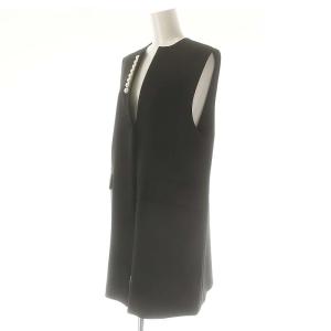 CELFORD 24SS リネンライクパールネックロングジレ ベスト F ブラック /DF OS
