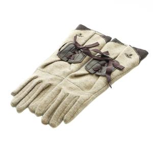 手袋 リボン ベージュ ブラウン