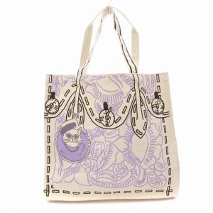 カービング10th トートバッグ キャンバス プリント 総柄 アイボリー /JS