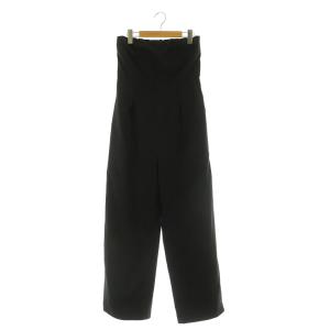 コットン ベアトップ オールインワン サロペット ワイドパンツ 36 ブラック /MY OS SH