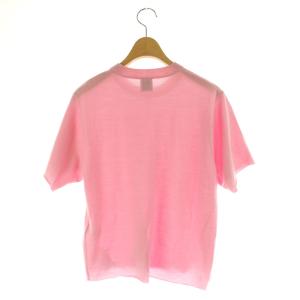 6 ROKU BEAUTY&YOUTH ウール ハイゲージ ショートスリーブ ニット カットソー 半袖 クルーネック ピンク /MY OS SH