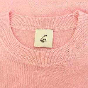 6 ROKU BEAUTY&YOUTH ウール ハイゲージ ショートスリーブ ニット カットソー 半袖 クルーネック ピンク /MY OS SH