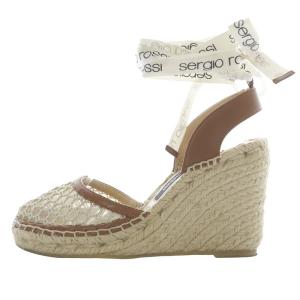 Sergio Rossi ウェッジソール サンダル ストラップ 35 茶 ブラウン ベージュ /SR44