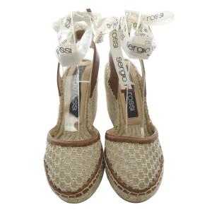 Sergio Rossi ウェッジソール サンダル ストラップ 35 茶 ブラウン ベージュ /SR44