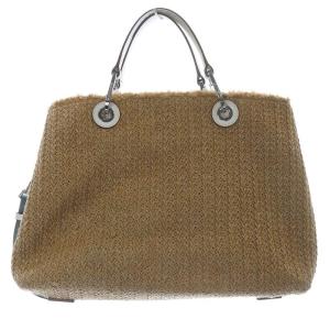 EMPORIO ARMANI MyEAラフィア トートバッグ ショルダーバッグ 2way ロゴ べージュ 白 ホワイト /SR16
