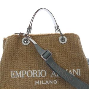 EMPORIO ARMANI MyEAラフィア トートバッグ ショルダーバッグ 2way ロゴ べージュ 白 ホワイト /SR16