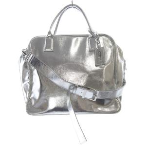 ボストンビッグバッグ ハンドバッグ 2way ショルダーバッグ シルバー色 /SR5