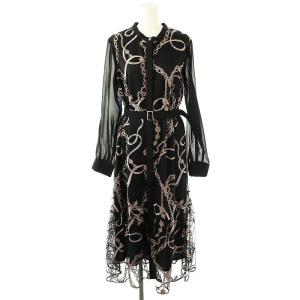 23AW  チェーン刺繍 ワンピース ロング 長袖 38 M 黒 ブラック /SY OS