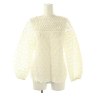レース切替トップ ブラウス プルオーバー 長袖 38 ホワイト /DF OS