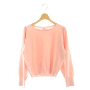 24SS ビジュー装飾 ニット カットソー 長袖 ピンク /AT OS