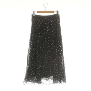 ANAYI 24SS ドットオーガンジープリーツ スカート ロング 36 ブラック ホワイト /DF OS