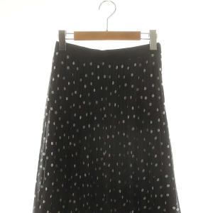 ANAYI 24SS ドットオーガンジープリーツ スカート ロング 36 ブラック ホワイト /DF OS