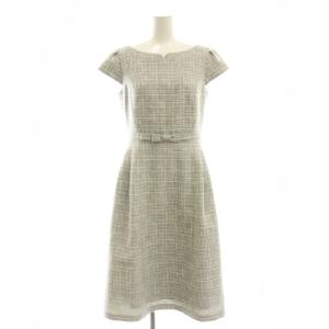 25SS FIRST SPRINGS ドレス ワンピース ひざ丈 ツイード ラメ 0 ホワイト ブラック